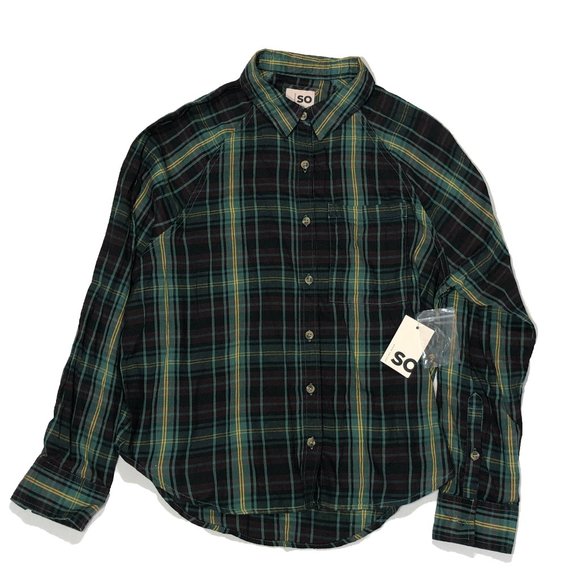 NWT SO GOODS FOR LIFE Womens Sz XS Long Sleeve Button Down Collared Plaid Shirt - Picture 1 of 8